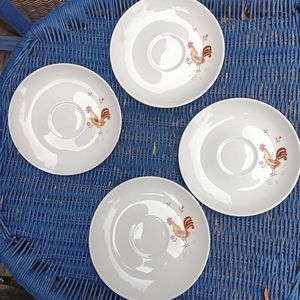 4 Vintage Taylor Smith & Taylor Rooster Saucers